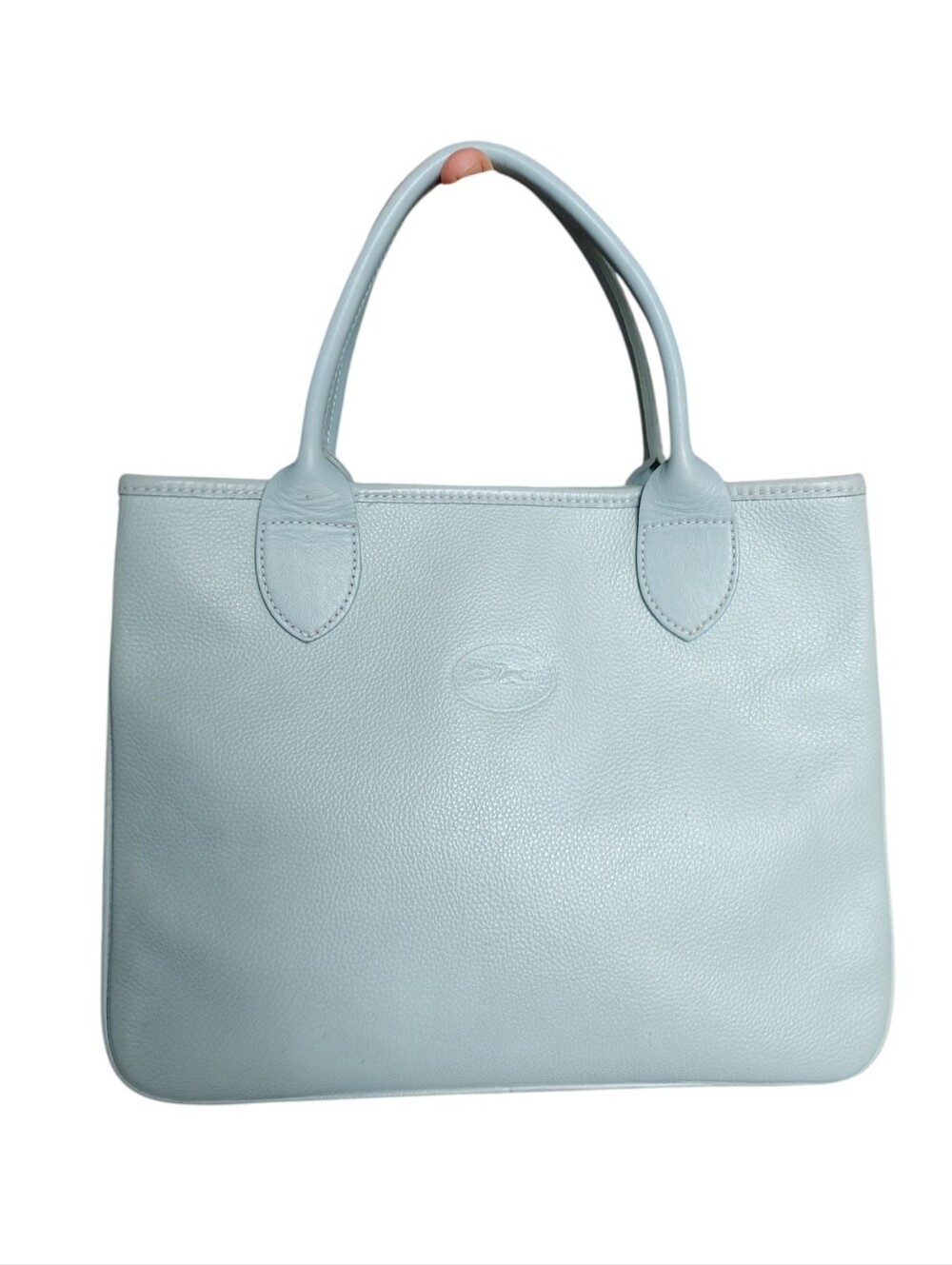 Longchamp Seafoam Blue Leather Tote Bag